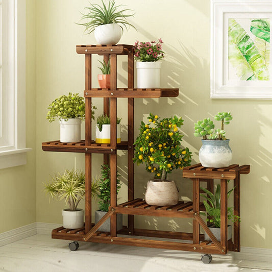 Rolling Multi-Tier Flower and Plant Display Stand
