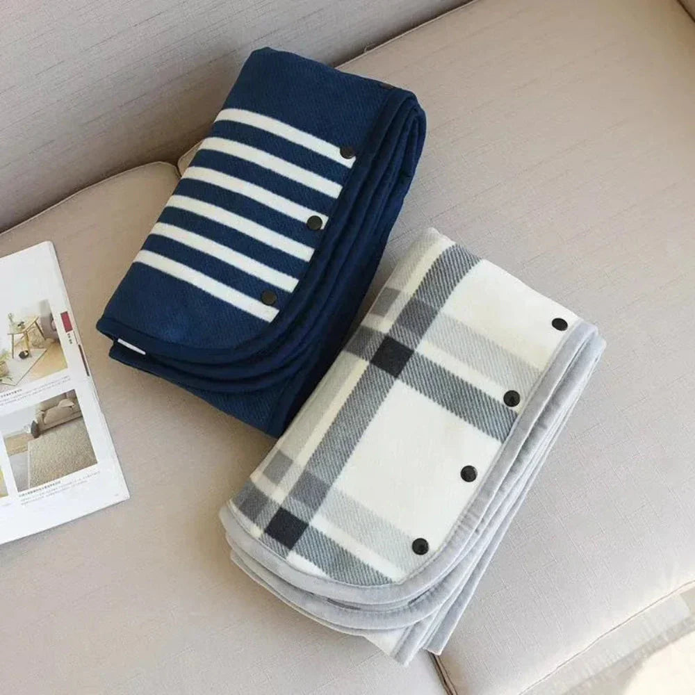 Double Layered Checkered Blanket with Versatile Functions