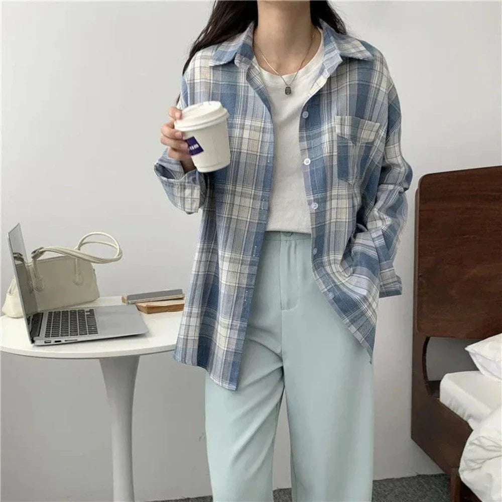 Plaid Long Sleeve Shirt for Women