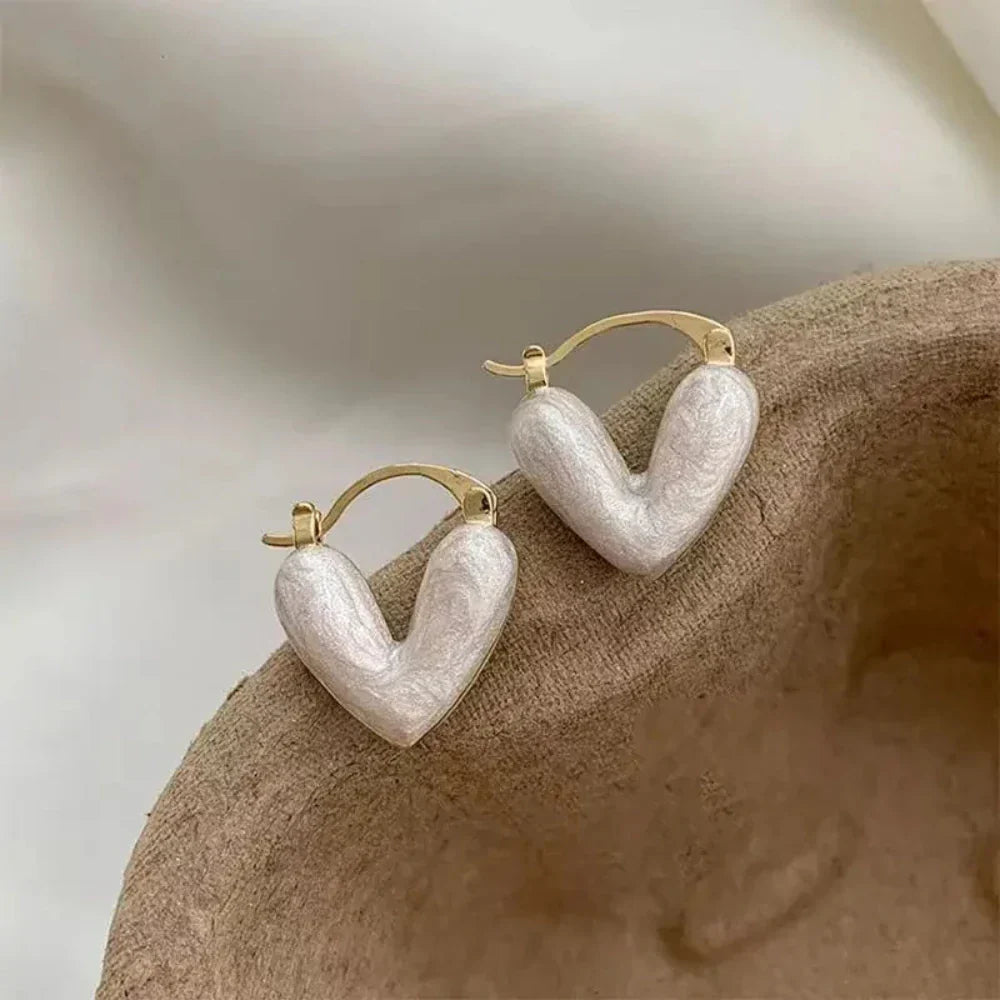 Korean Fashion Heart-Shaped Hoop Earrings