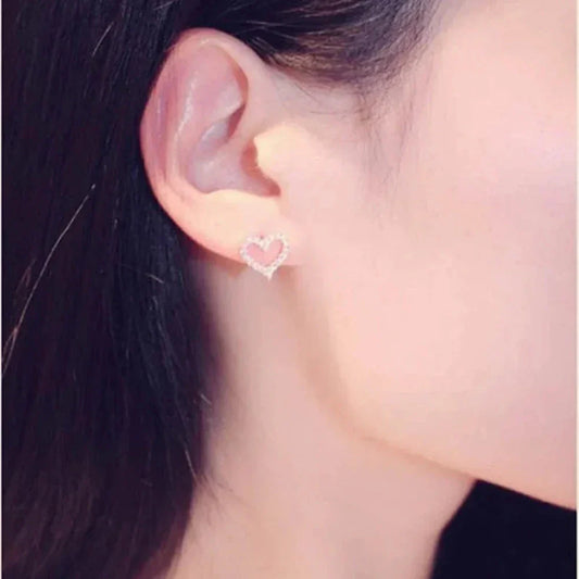 Heart-shaped Sparkling Stud Earrings