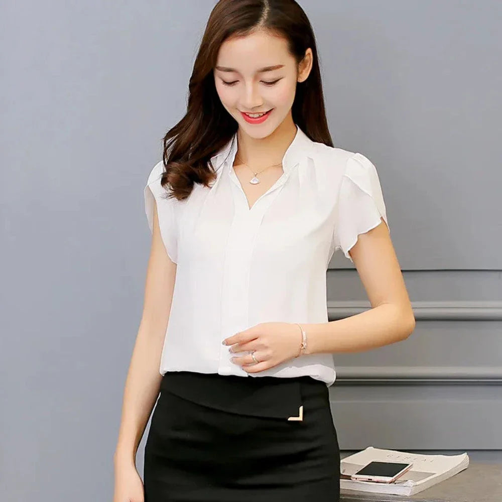 Slim Fit V-Neck Blouse for Women