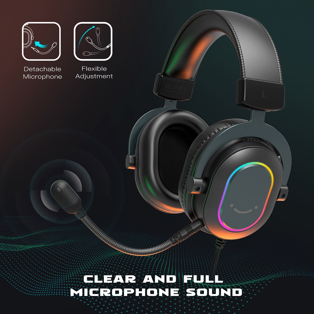 Dragon 6 Vibrant RGB Gaming Headset with Microphone - Immersive Over-Ear Headphones