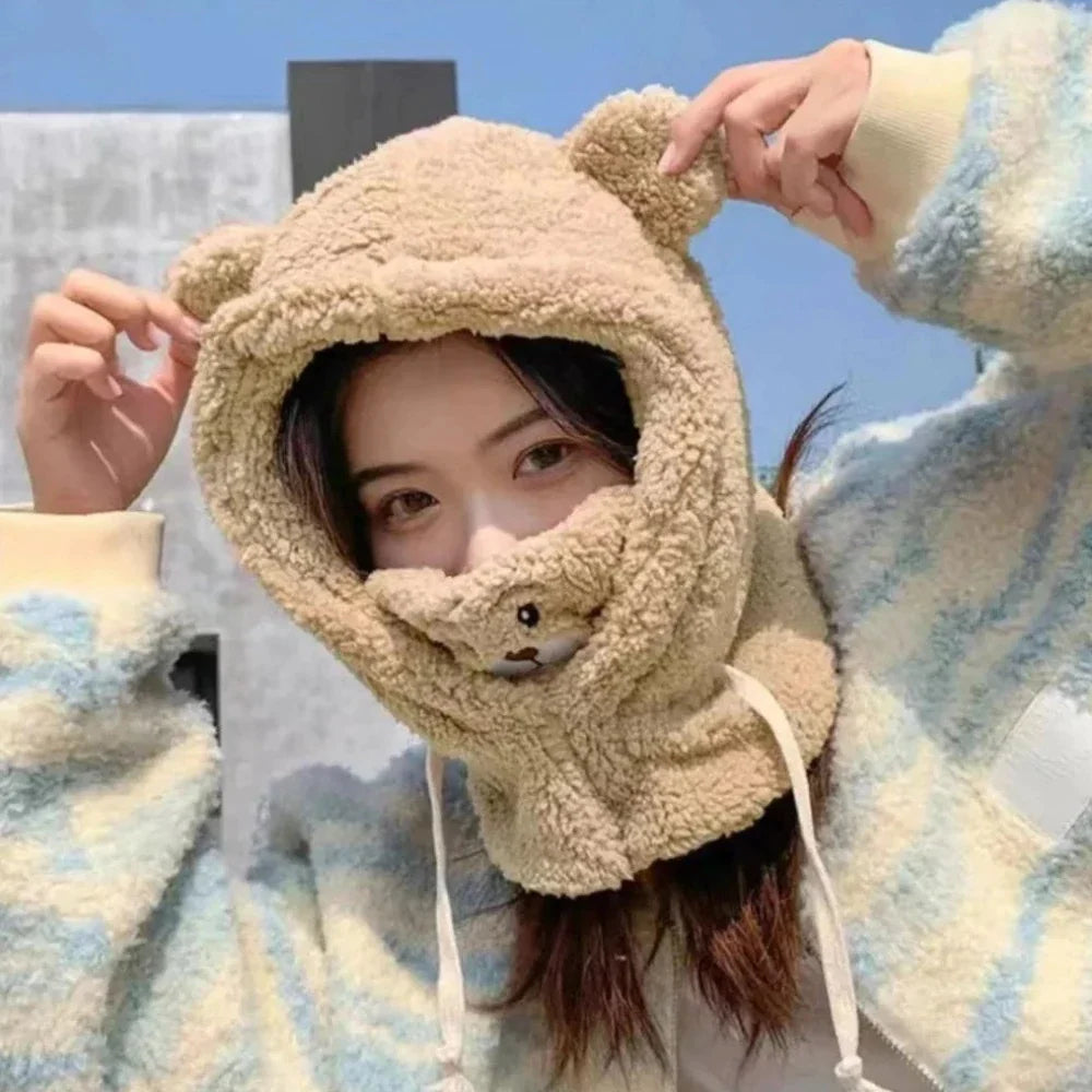 Cartoon Hat with Scarf Attachment for Cold Weather