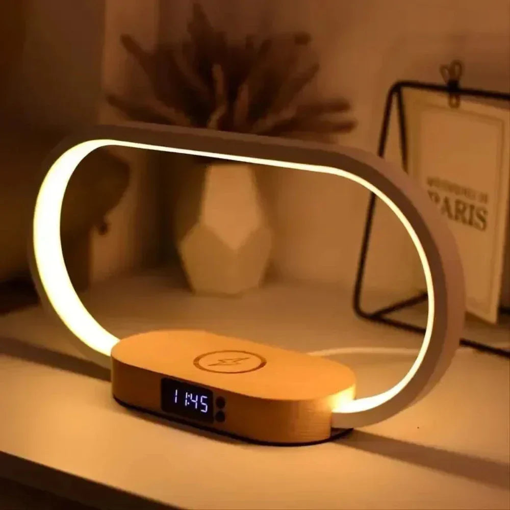 LED Lamp Station with Wireless Charging for Wooden Surfaces