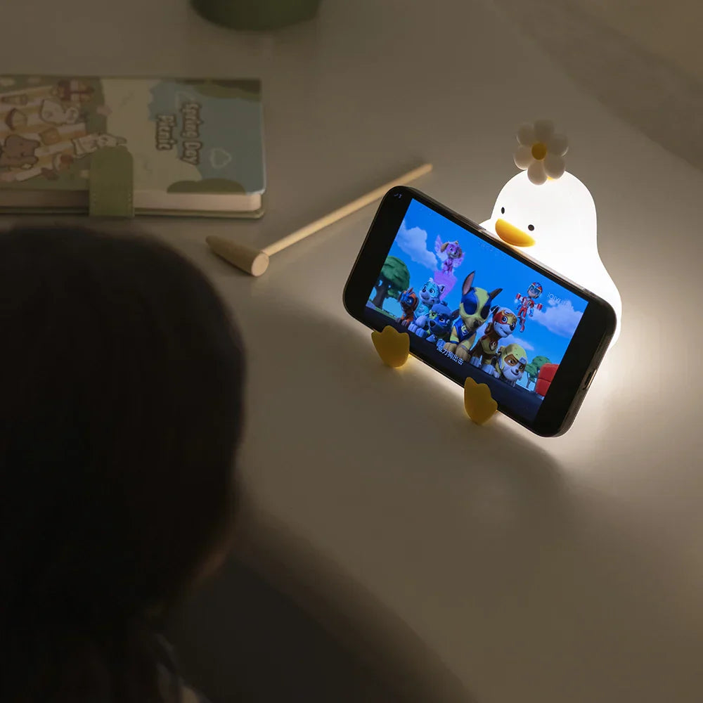 Adorable LED Duck Mobile Phone Stand with Touch Lamp