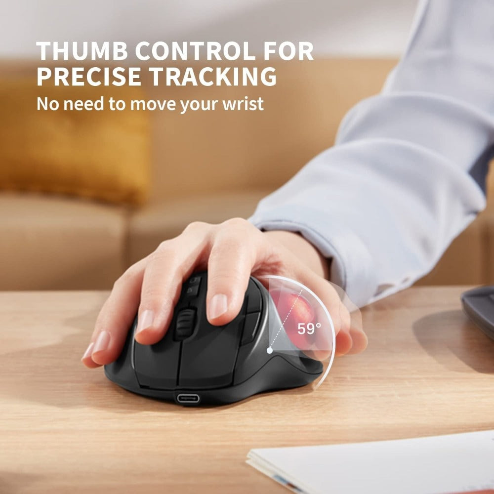 Dragon Wireless Trackball Mouse with 2.4Ghz and Bluetooth Connectivity