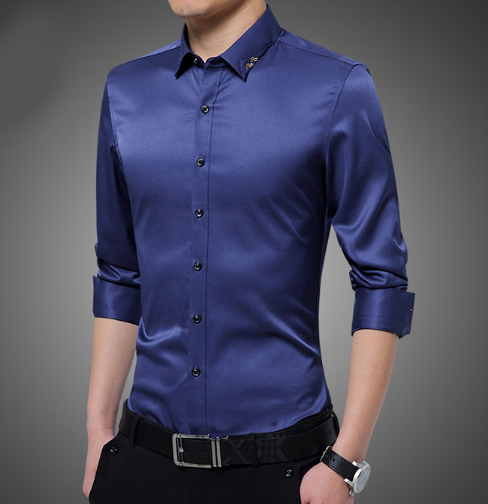 Embroidered Collar Men's Shirt