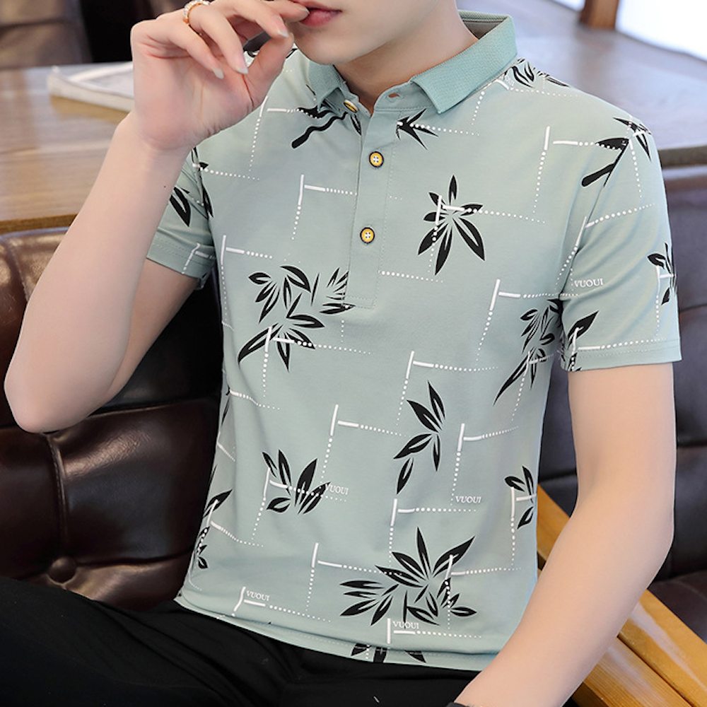 Polo Shirt for Men with Floral Patterns