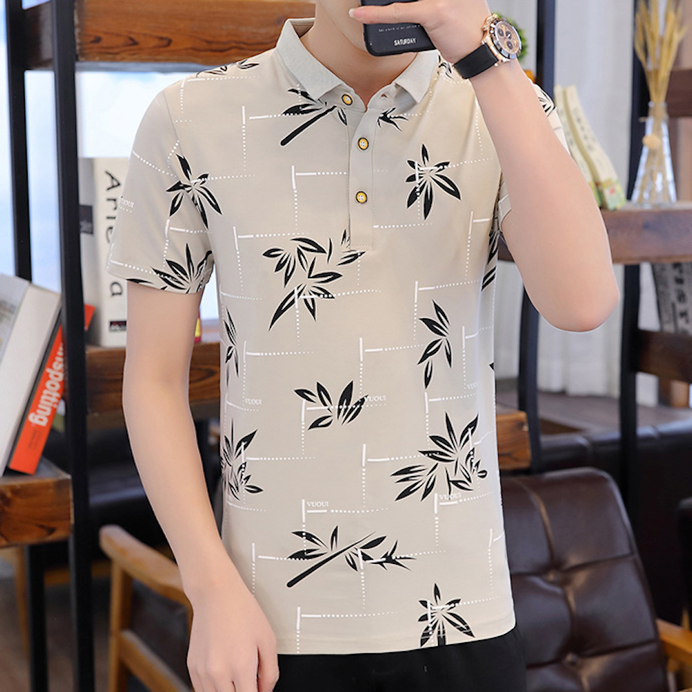 Polo Shirt for Men with Floral Patterns