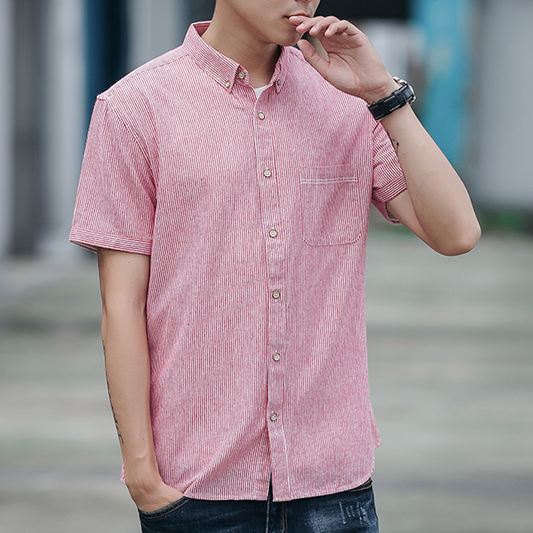 Striped Shirt for Men with Short Sleeves