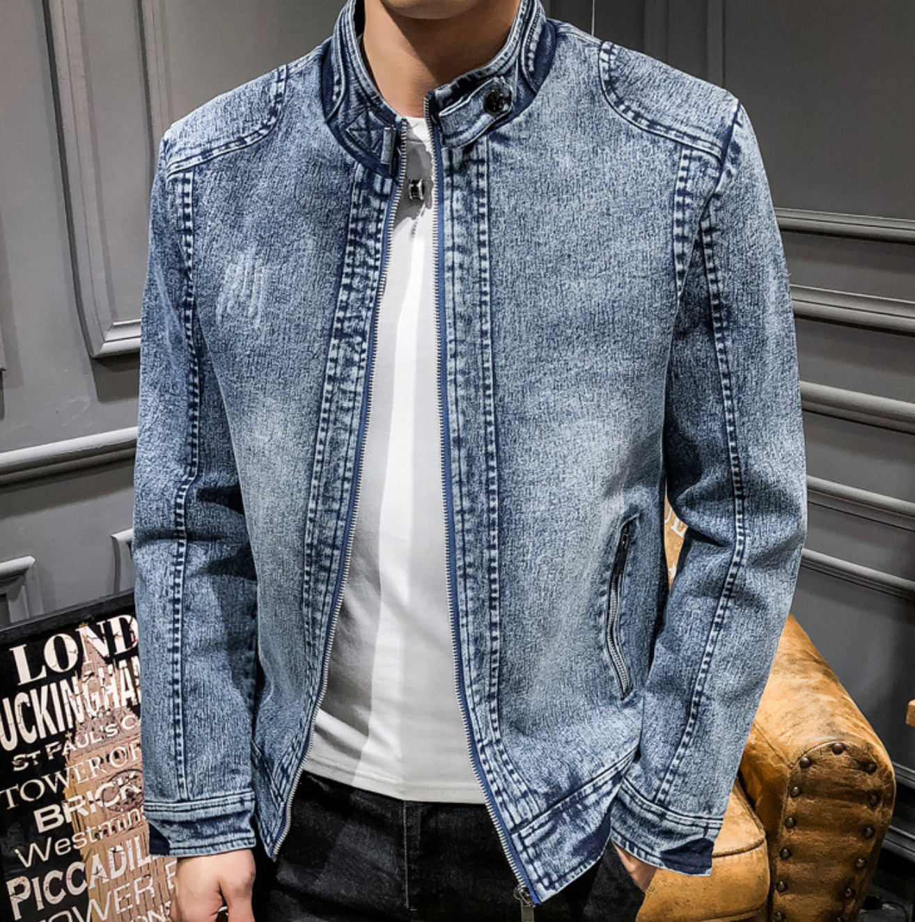 Men's Motorcycle Denim Jacket