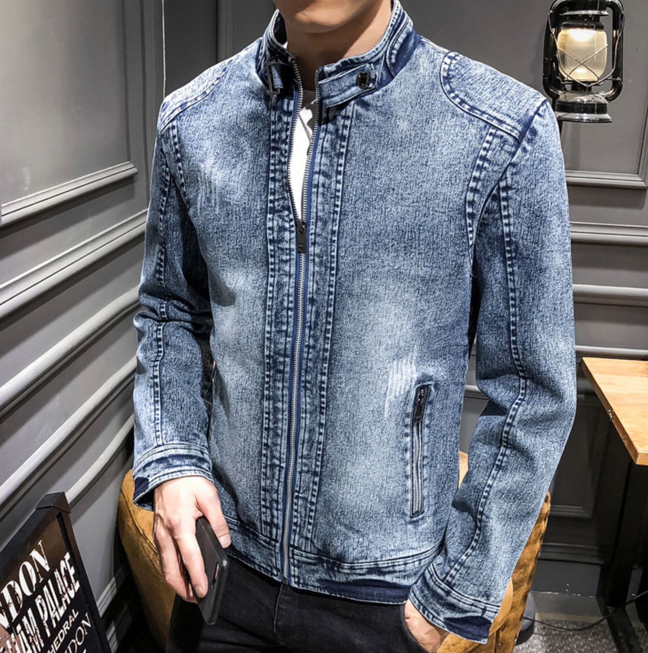 Men's Motorcycle Denim Jacket
