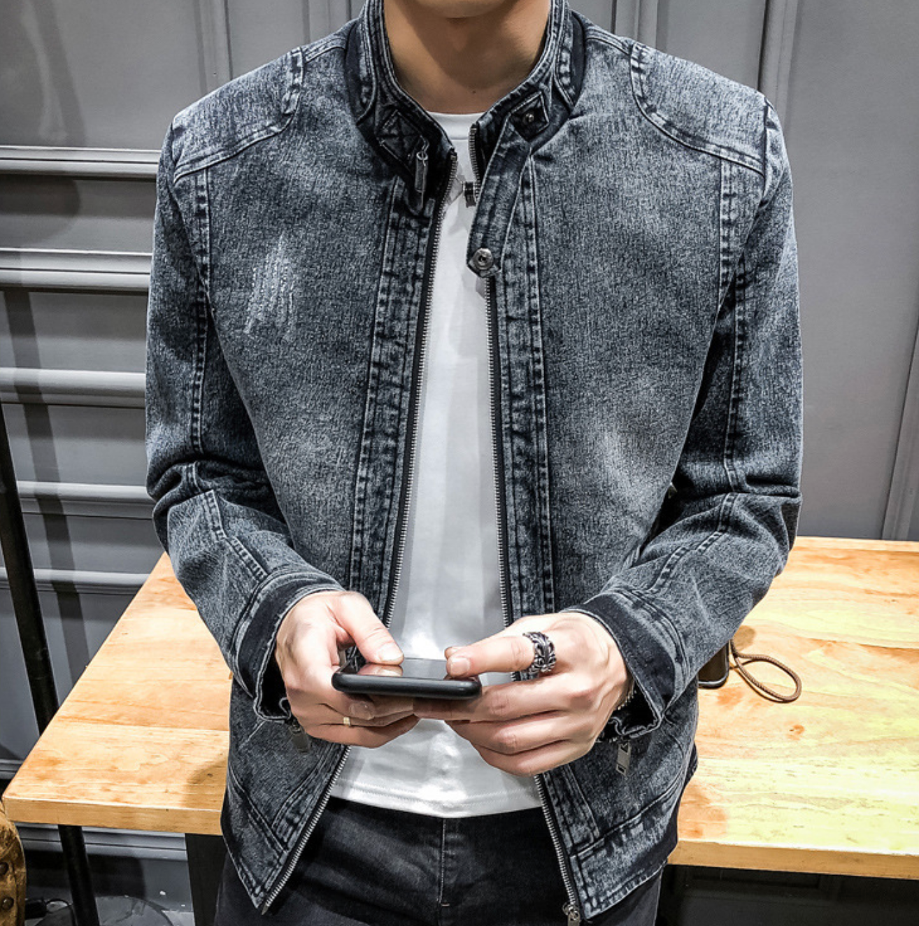 Men's Motorcycle Denim Jacket