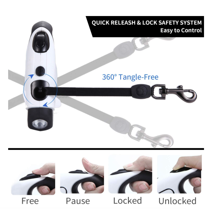 Retractable Canine Leash with Brilliant LED Torch