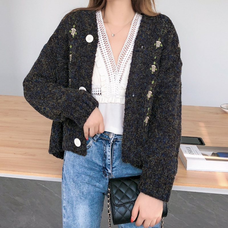 Button Front Sweater Cardigan for Women with a V-Neck