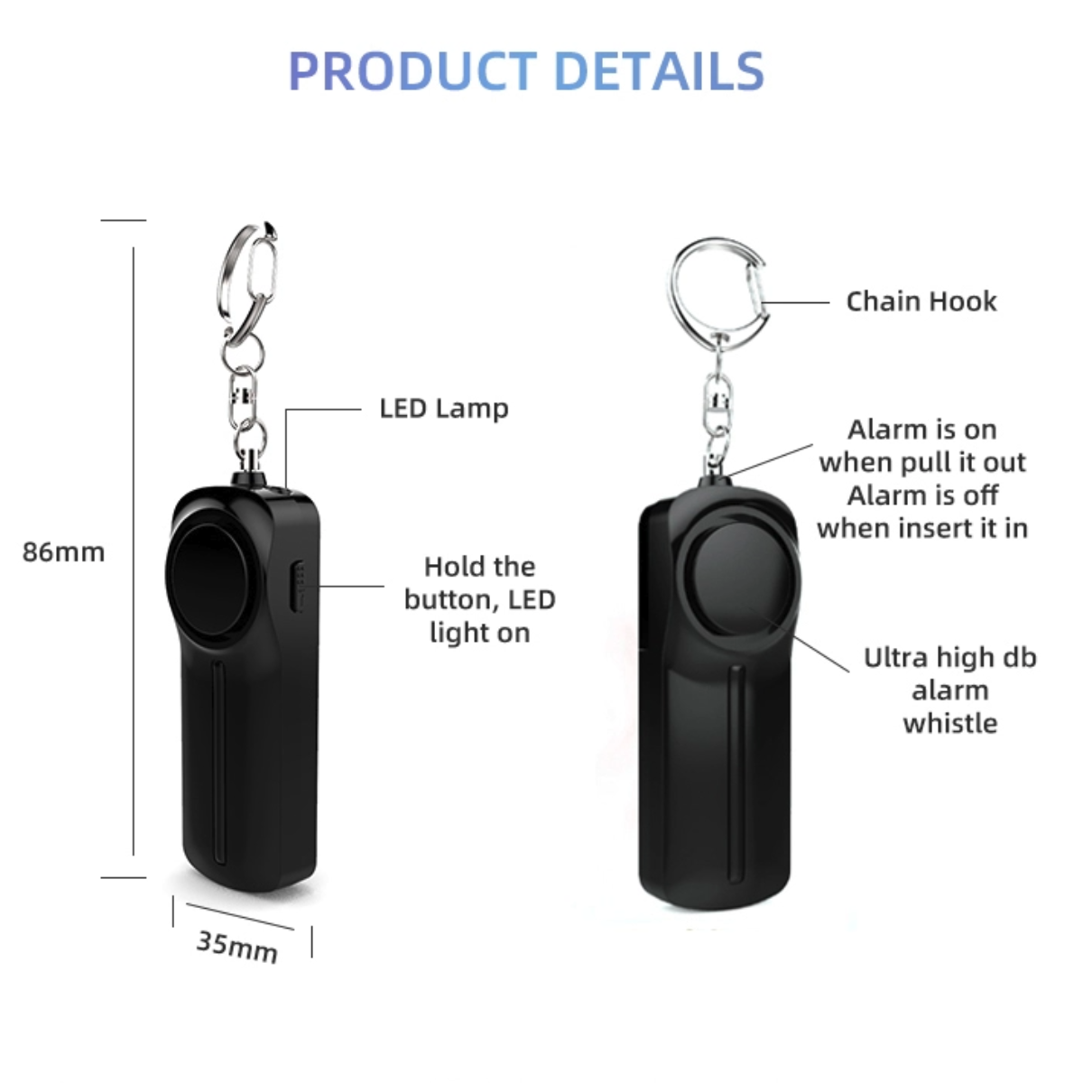 Keychain LED Safety Alarm