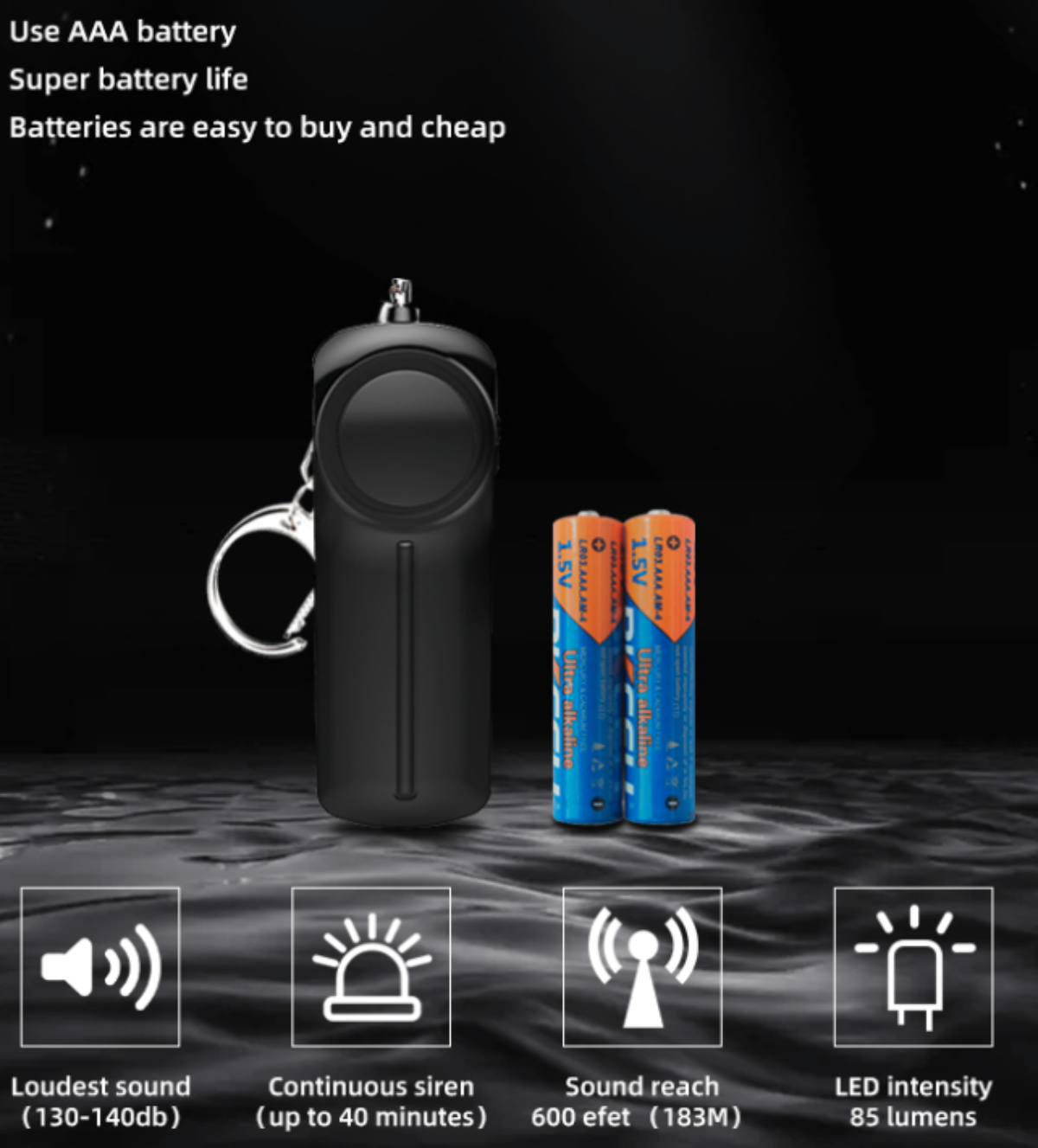 Keychain LED Safety Alarm