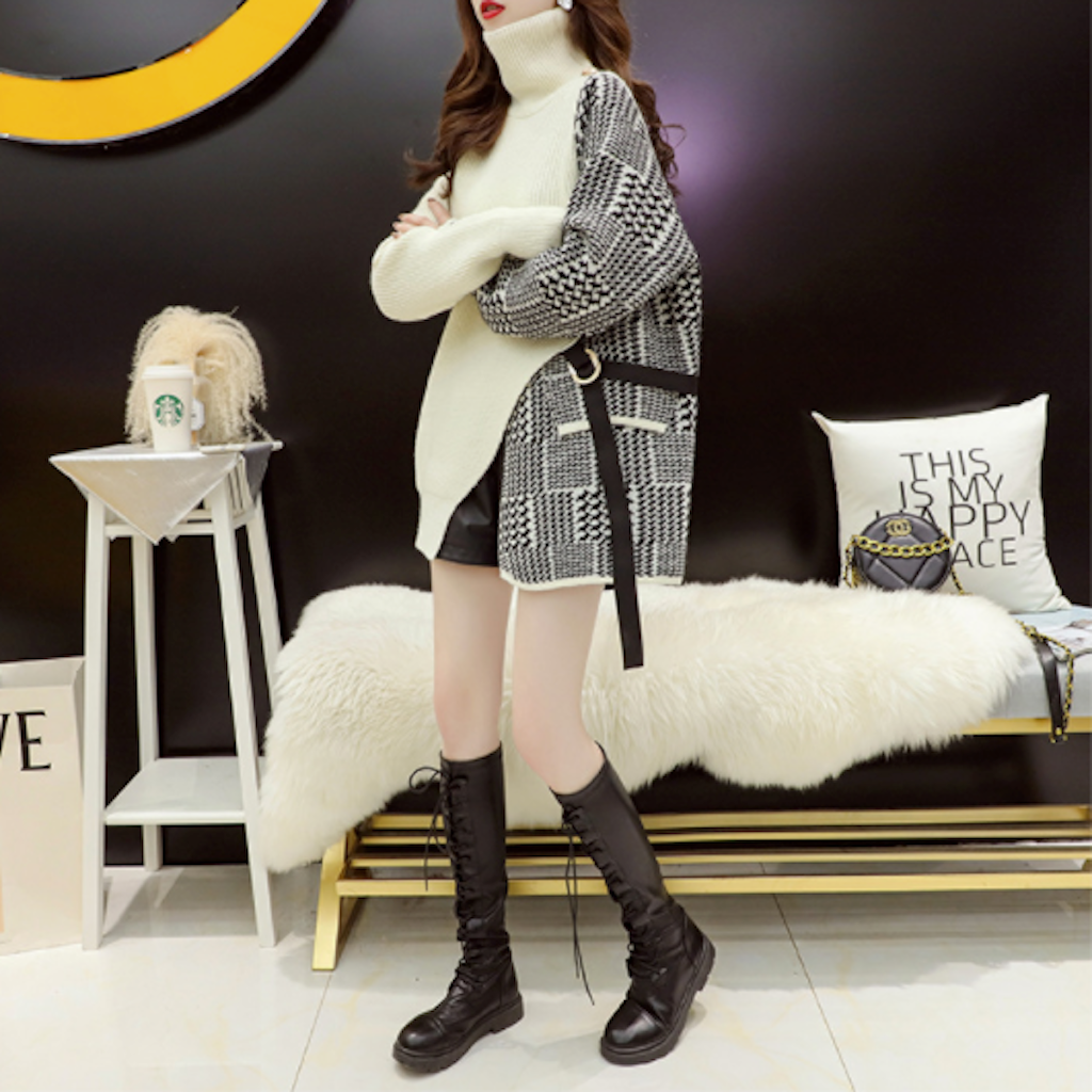 Houndstooth Layered Women's Sweater