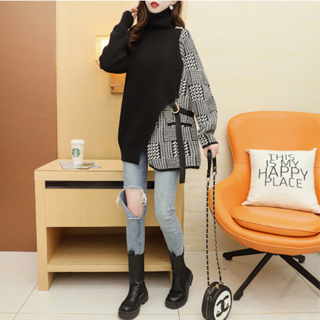 Houndstooth Layered Women's Sweater