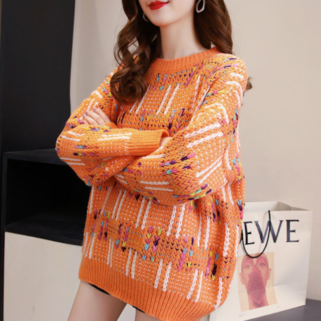 Chunky Knit Rainbow Sweater for Women