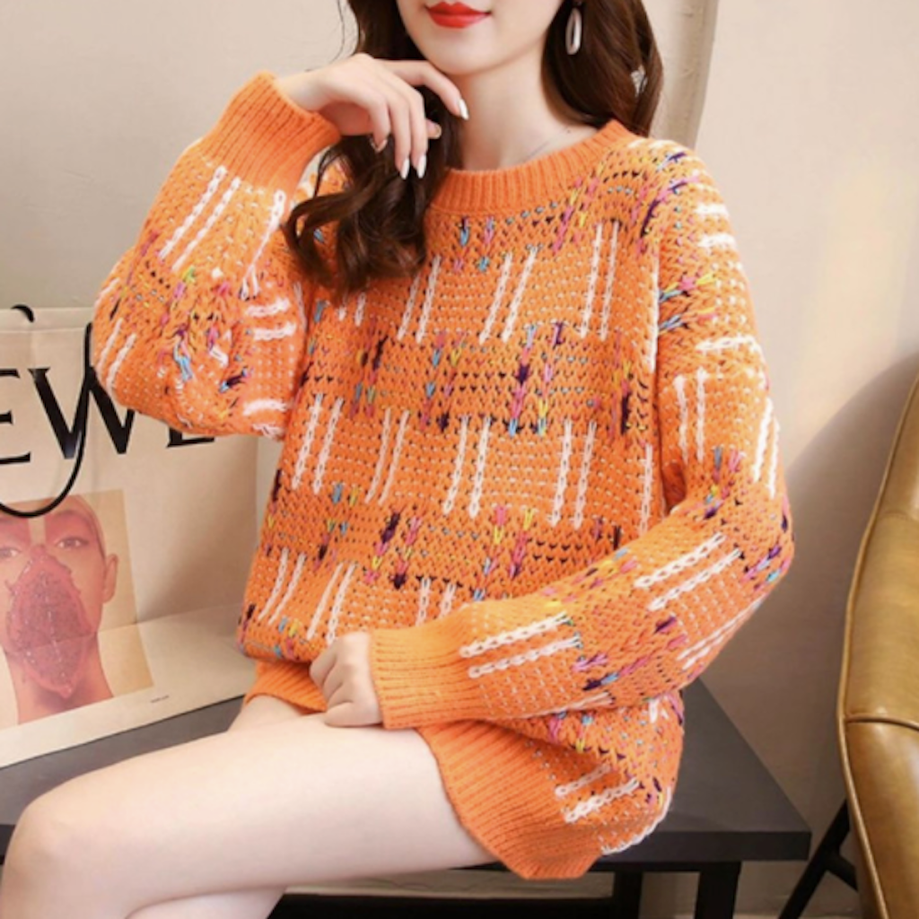 Chunky Knit Rainbow Sweater for Women