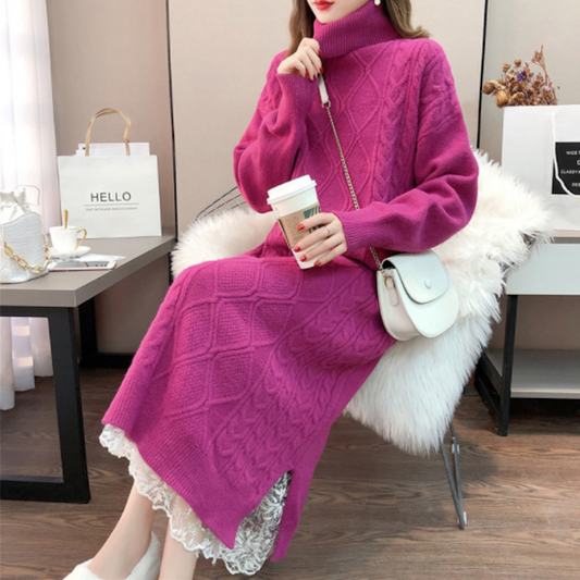 Long Cable Knit Dress for Women