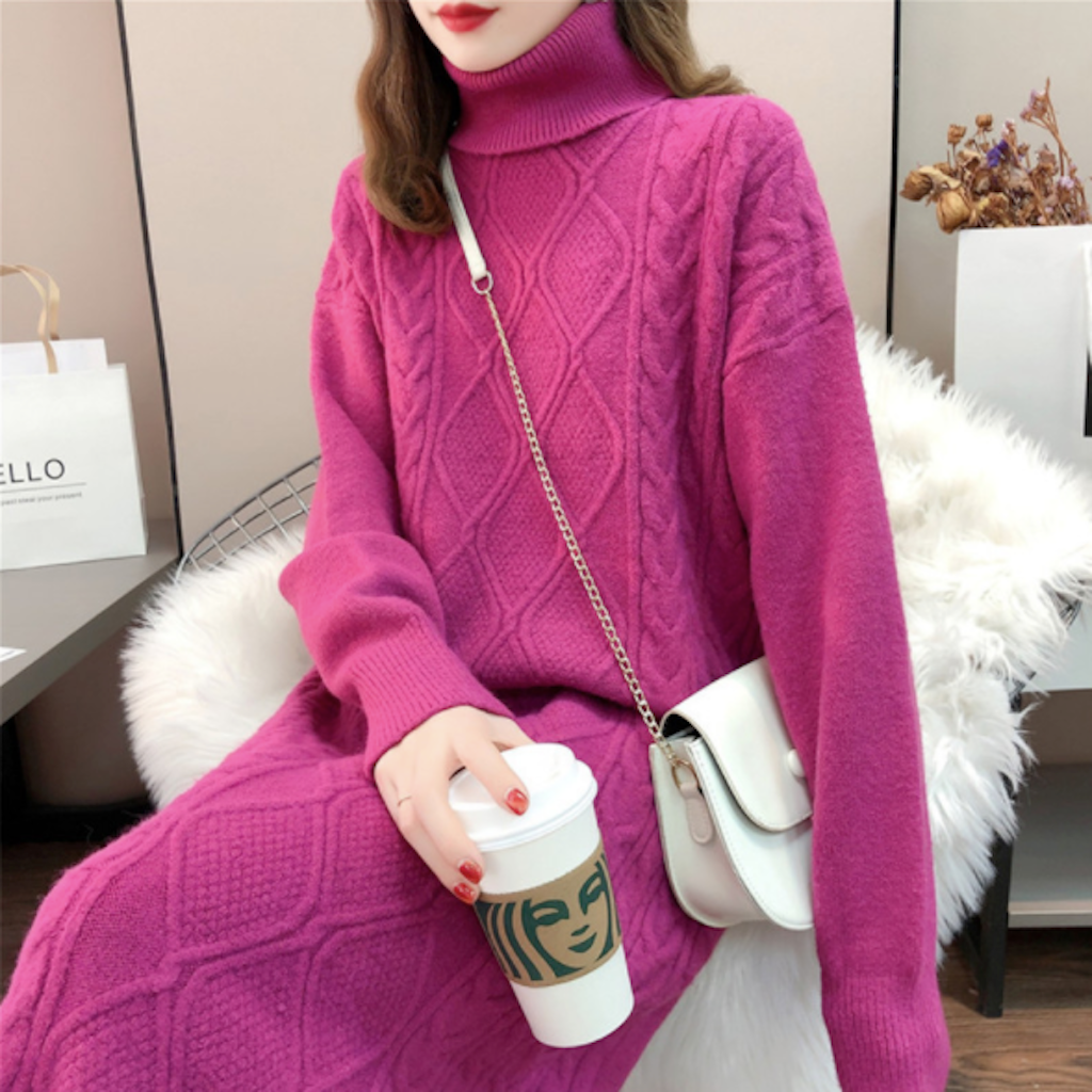 Long Cable Knit Dress for Women