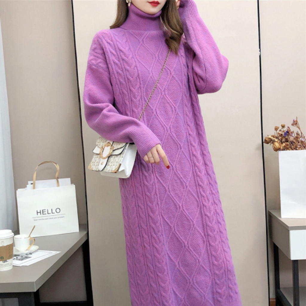 Long Cable Knit Dress for Women