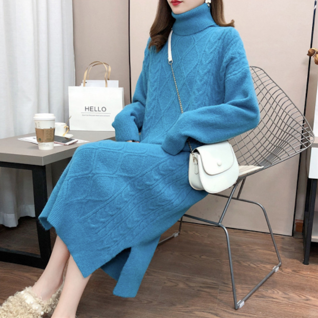 Long Cable Knit Dress for Women