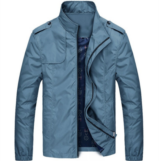 Zippered Jacket with Stand Collar for Men