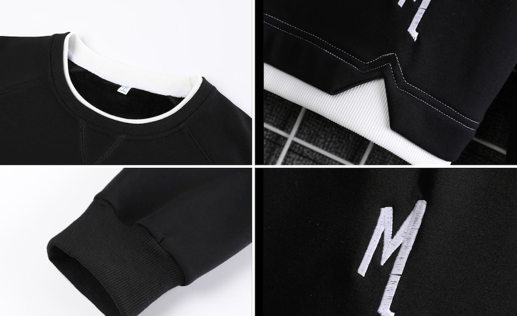 Layered Look Men's Sweatshirt with Elbow Prints