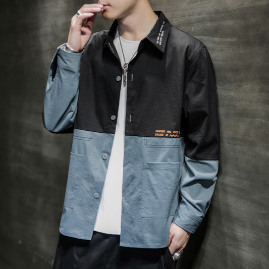 Long Sleeve Two-Toned Casual Men's Shirt