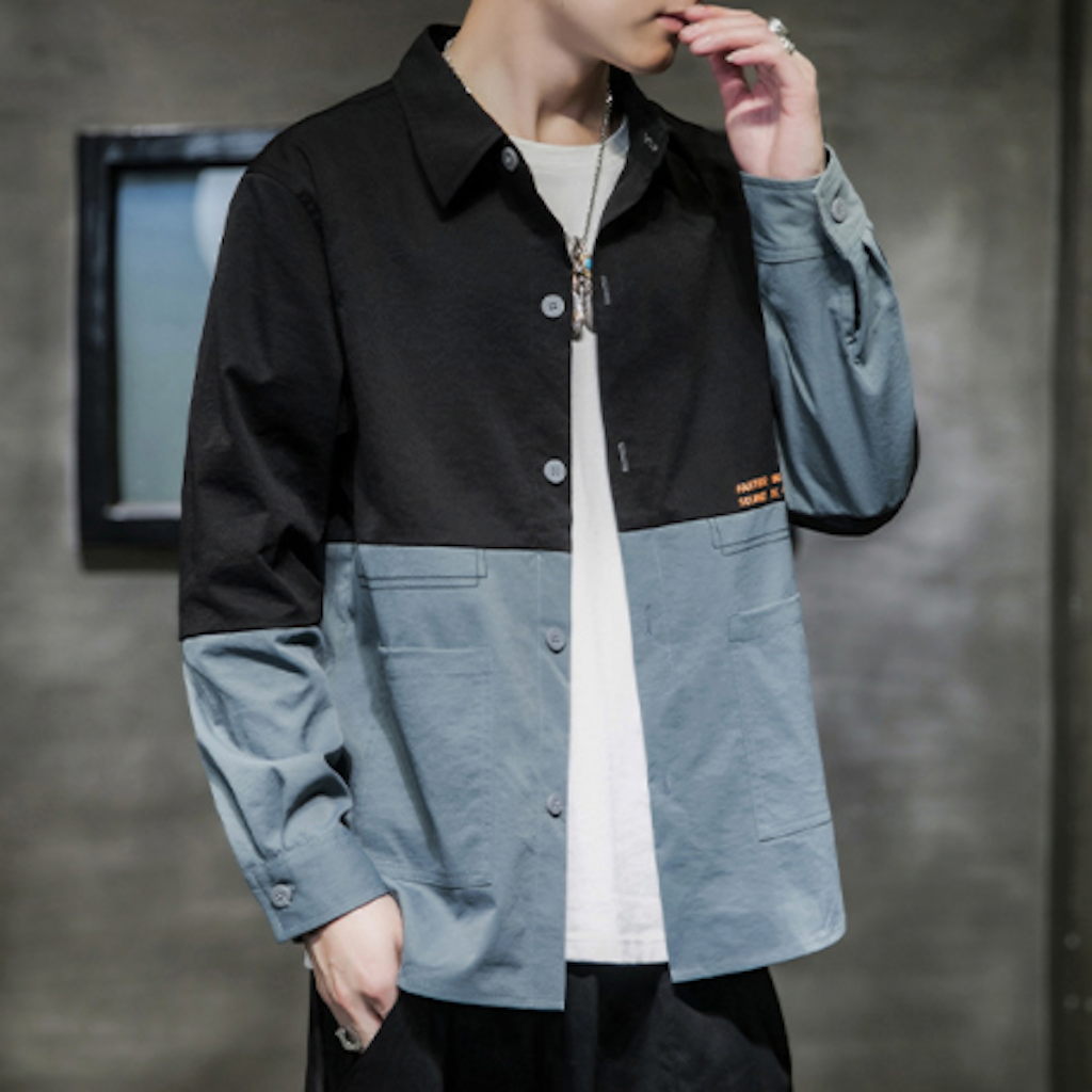 Long Sleeve Two-Toned Casual Men's Shirt