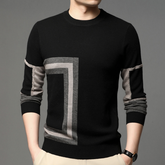 Printed Round Neck Men's Knit Sweater
