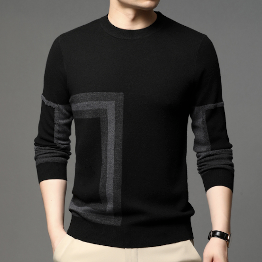 Printed Round Neck Men's Knit Sweater