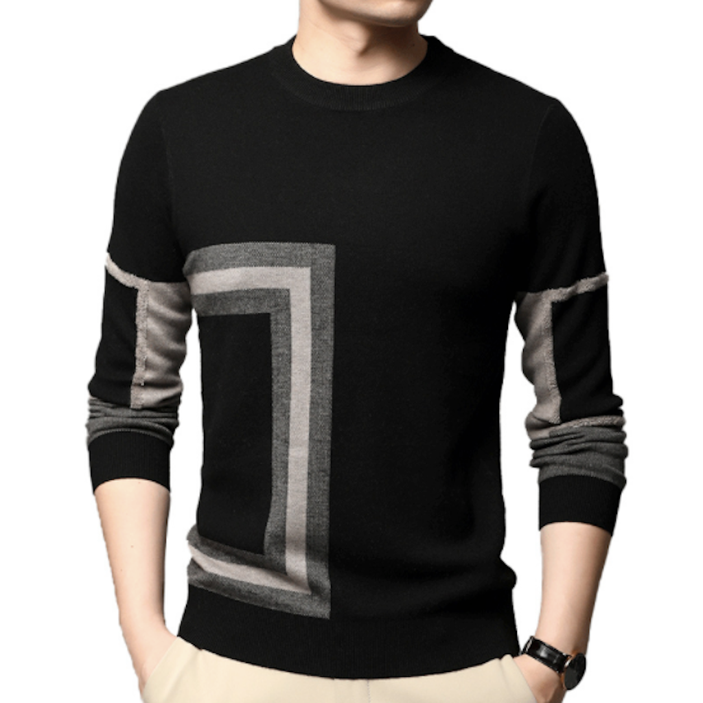 Printed Round Neck Men's Knit Sweater