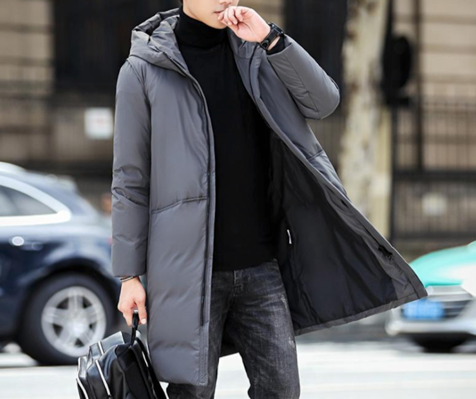 Mid-Length Hooded Men's Puffer Jacket