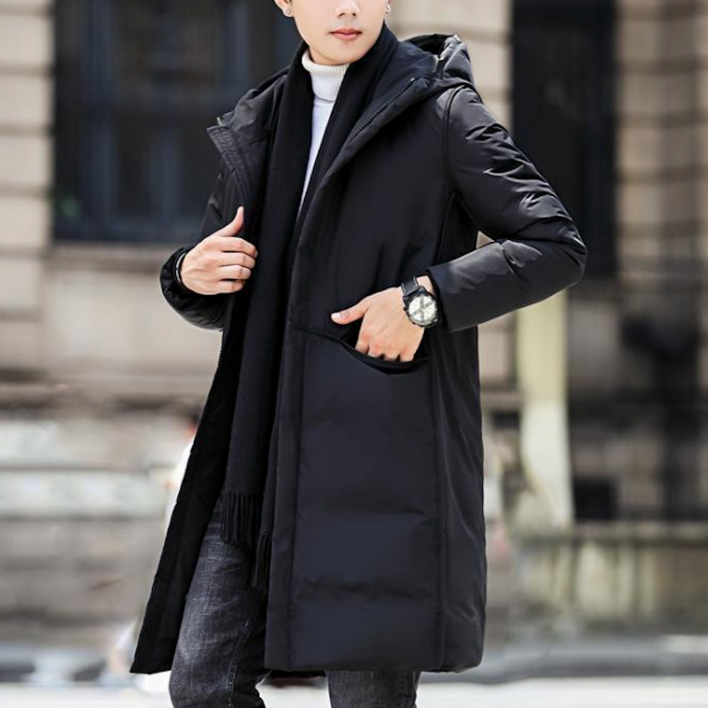 Mid-Length Hooded Men's Puffer Jacket