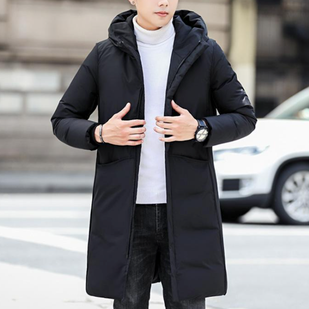 Mid-Length Hooded Men's Puffer Jacket