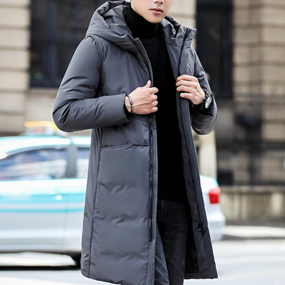 Mid-Length Hooded Men's Puffer Jacket