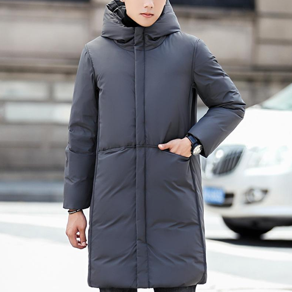 Mid-Length Hooded Men's Puffer Jacket