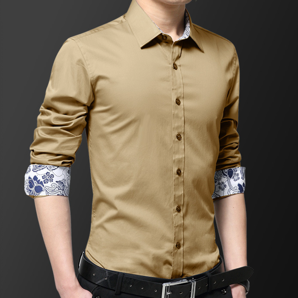 Flowery Inner Details Men's Button-Down Shirt