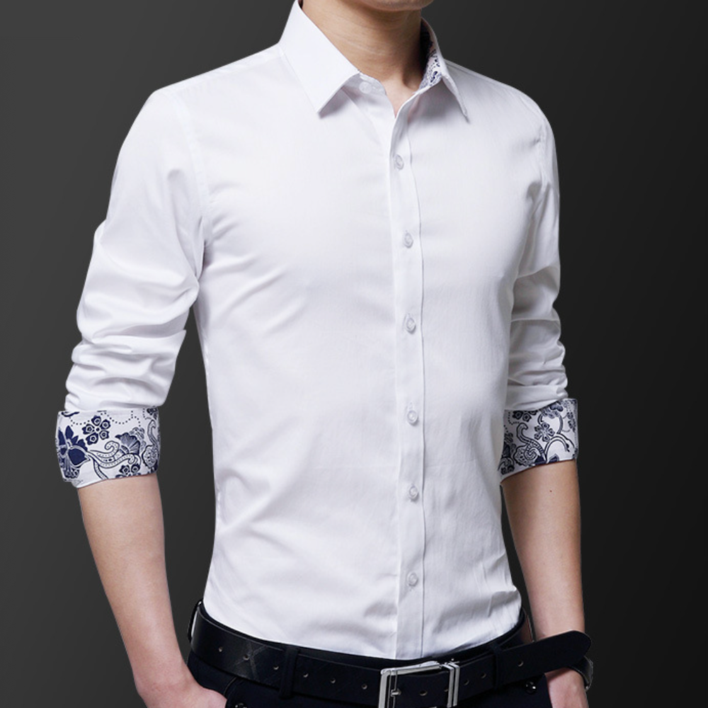Flowery Inner Details Men's Button-Down Shirt