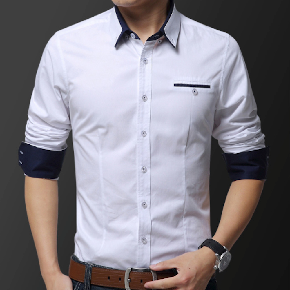 Dual Collar Men's Button-up Shirt