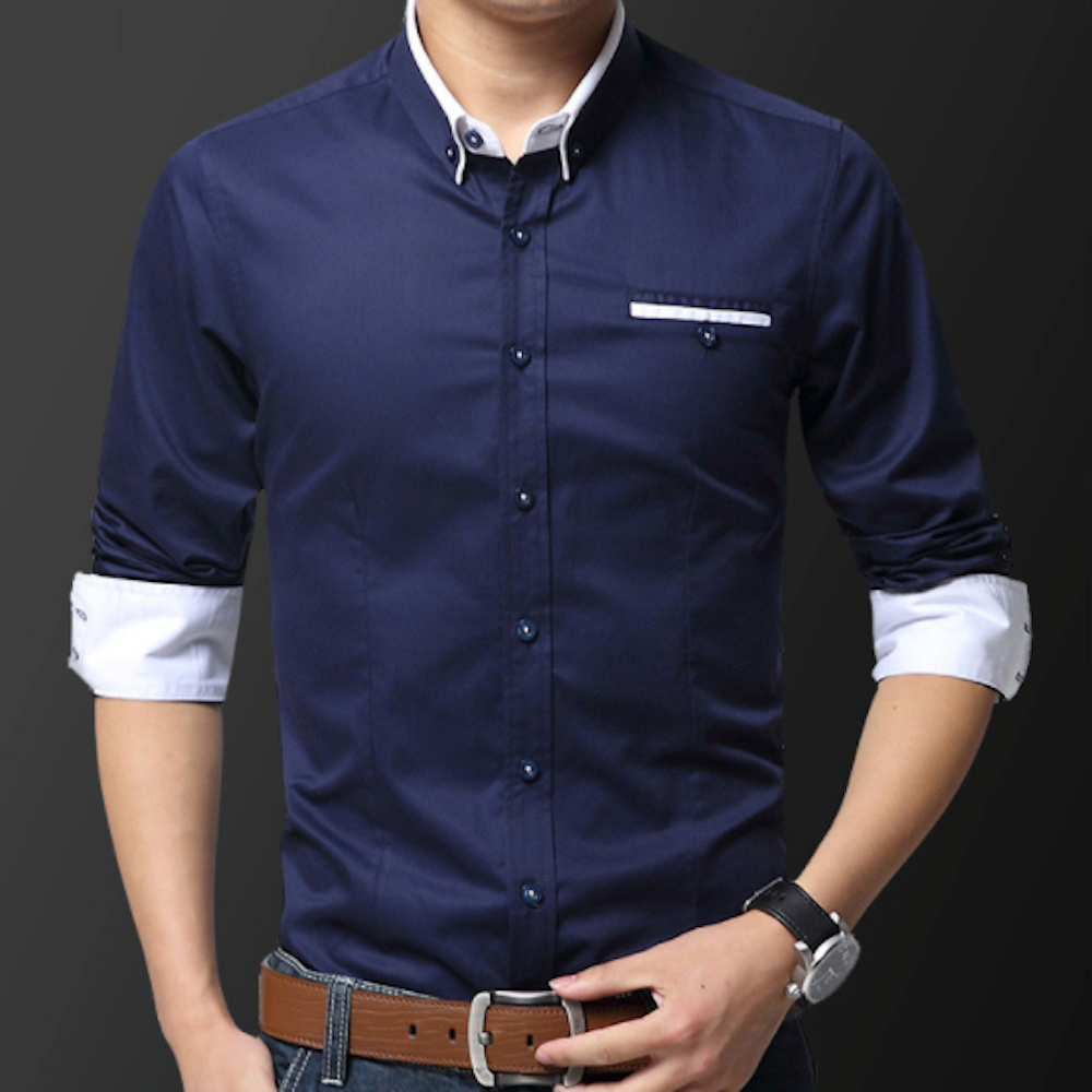 Dual Collar Men's Button-up Shirt