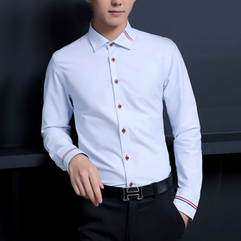Ribbon Detailed Men's Button-Up Shirt