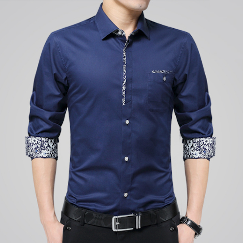 Long Sleeve Floral Button-Up Shirt for Men