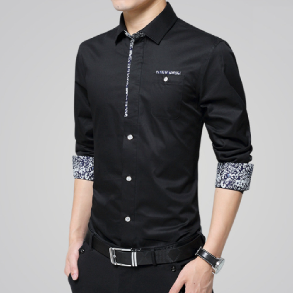Long Sleeve Floral Button-Up Shirt for Men