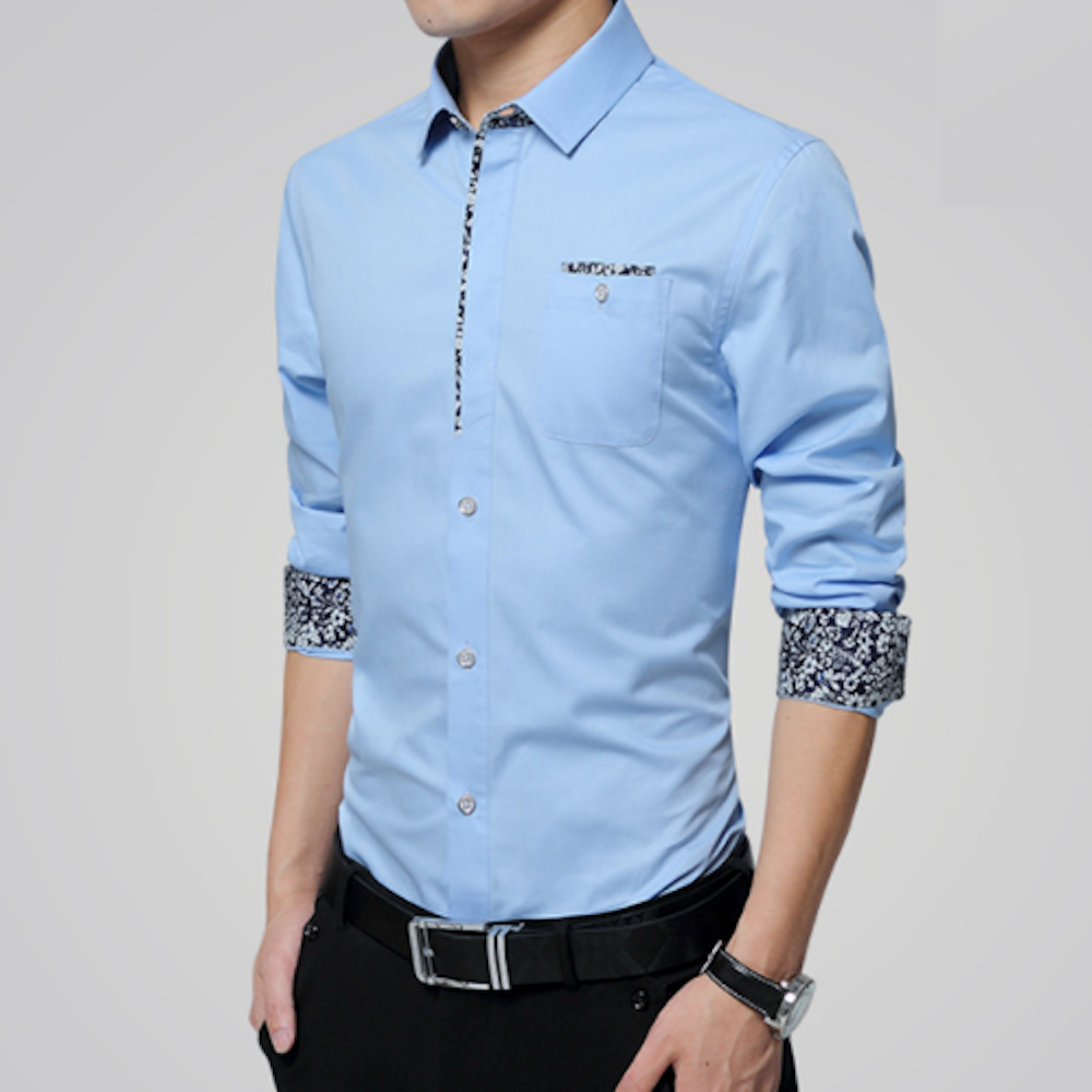 Long Sleeve Floral Button-Up Shirt for Men